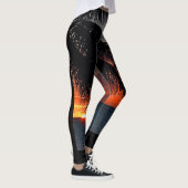 Golden Yellow Sunset Caribbean Palm Trees Leggings (Rechts)