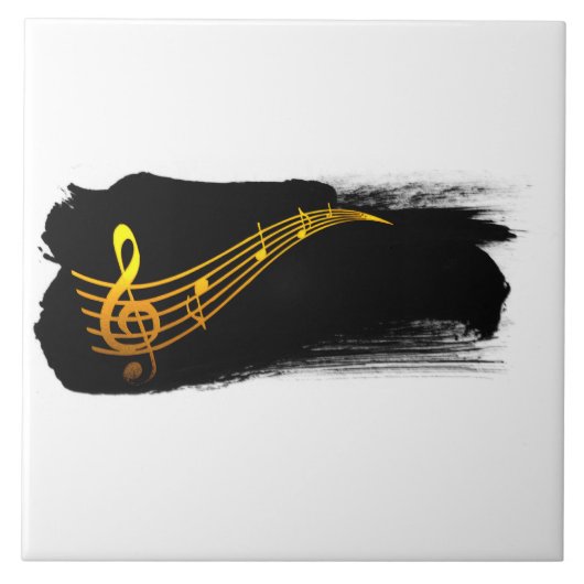Golden-Yellow Treble Clef Music Design Tegeltje (Voorkant)