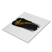 Golden-Yellow Treble Clef Music Design Tegeltje (Zijkant)