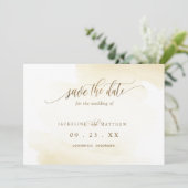Golden Yellow Wash and Calligraphy Minimal Wedding Save The Date (Staand voorkant)