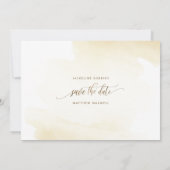 Golden Yellow Wash and Calligraphy Minimal Wedding Save The Date (Achterkant)