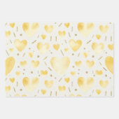 Golden Yellow Watercolor & Glitter Hearts Inpakpapier Vel (Voorkant 3)