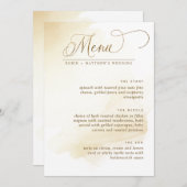 Golden Yellow Waterverf Elegant Wedding Menu (Voorkant / Achterkant)