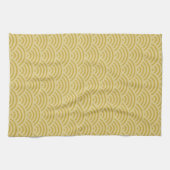 Golden Yellow Waves Art Deco Geïnspireerd Patroon Theedoek (Horizontaal)