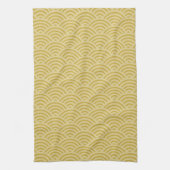 Golden Yellow Waves Art Deco Geïnspireerd Patroon Theedoek (Verticaal)