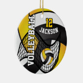 Golden Yellow, White en Black Volleyball 🏐 Keramisch Ornament (Rechts)