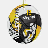 Golden Yellow, White en Black Volleyball 🏐 Keramisch Ornament (Links)