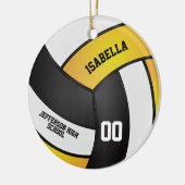 Golden Yellow, White en Black Volleyball Keramisch Ornament (Links)