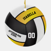 Golden Yellow, White en Black Volleyball Keramisch Ornament (Achterkant)