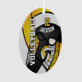 Golden Yellow, White en Black Volleyball 🏐 ❤ Ornament (voorkant)
