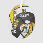 Golden Yellow, White en Black Volleyball 🏐 ❤ Ornament (voorkant)