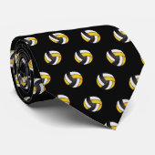 Golden Yellow, White en Black Volleyball Stropdas (Opgerold)