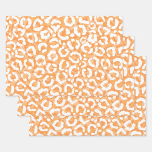 Golden Yellow White Leopard Animal Print Inpakpapier Vel