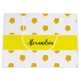 Golden Yellow Wildflower  Monogram Name Gift Bag Groot Cadeauzakje