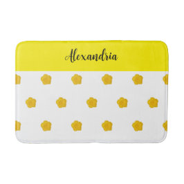 Golden Yellow Wildflower Photo Name Monogram  Badmat