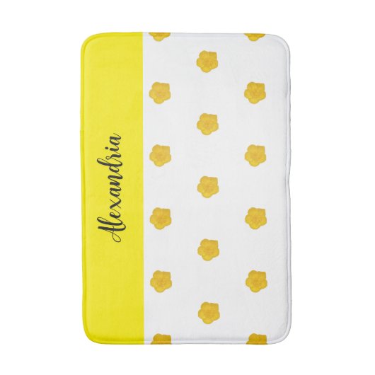 Golden Yellow Wildflower Photo Name Monogram  Badmat (Voorkant Verticaal)
