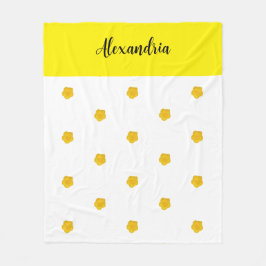 Golden Yellow Wildflower Photo Name Monogram Fleece Deken