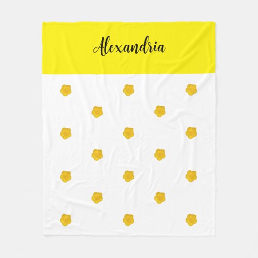 Golden Yellow Wildflower Photo Name Monogram Fleece Deken (Voorkant)