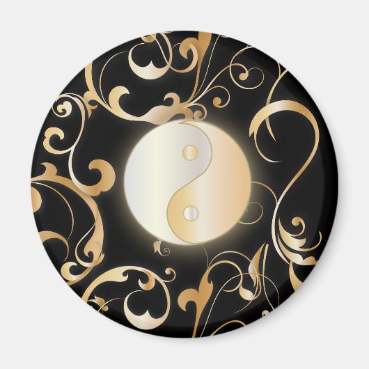 Golden Yin & Yang met rollen Magneet (Voorkant)