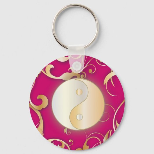 Golden Yin & Yang met rollen Sleutelhanger (Voorkant)