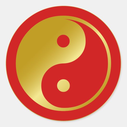 Golden Yin Yang Ronde Sticker (Voorkant)