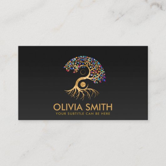 Golden Yin Yang Tree - kleurrijke bladeren Visitekaartje (Voorkant)
