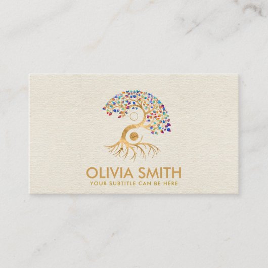 Golden Yin Yang Tree - kleurrijke bladeren Visitekaartje (Voorkant)
