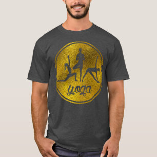 Golden Yoga Asanas Symbolen op pastelbeige T-shirt