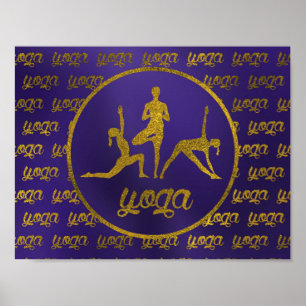 Golden Yoga Asanas Symbolen Poster