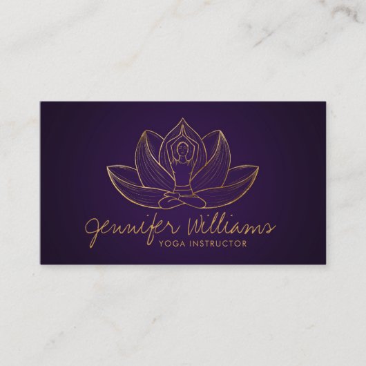 Golden Yoga Lotus Line art Visitekaartje (Voorkant)