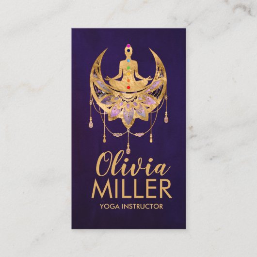 Golden Yoga Lotus Moon - Amethist Fluoriet Visitekaartje (Voorkant)