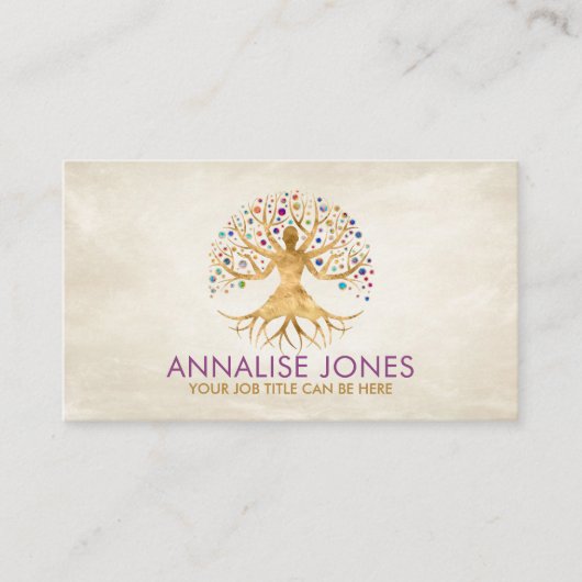 Golden Yoga Tree of Life Visitekaartje (Voorkant)