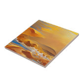 Golden zand digitale blauwe waterkunst tegeltje (Zijkant)