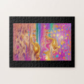 Golden zanden horizon abstracte digitale kunst legpuzzel (Horizontaal)