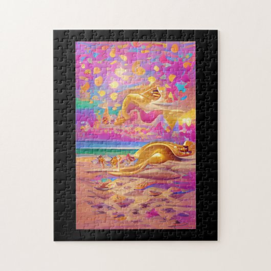 Golden zanden horizon abstracte digitale kunst legpuzzel (Verticaal)