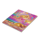 Golden zanden horizon abstracte digitale kunst tegeltje (Zijkant)