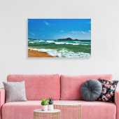 Golden zandstrand Chia, Sardinië Italië ruw zee Canvas Afdruk (Insitu (Woonkamer))