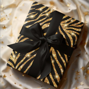 Golden Zebra Glittery Pattern Cadeaupapier