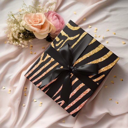 Golden Zebra Glittery Pattern Cadeaupapier