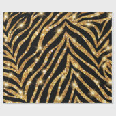 Golden Zebra Glittery Pattern Cadeaupapier (Vlak)