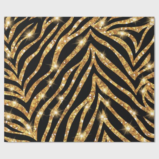 Golden Zebra Glittery Pattern Cadeaupapier (Vlak)