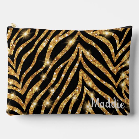 Golden Zebra Glittery Pattern Etui (Voorkant)