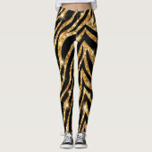 Golden Zebra Glittery Pattern Leggings (Voorkant)