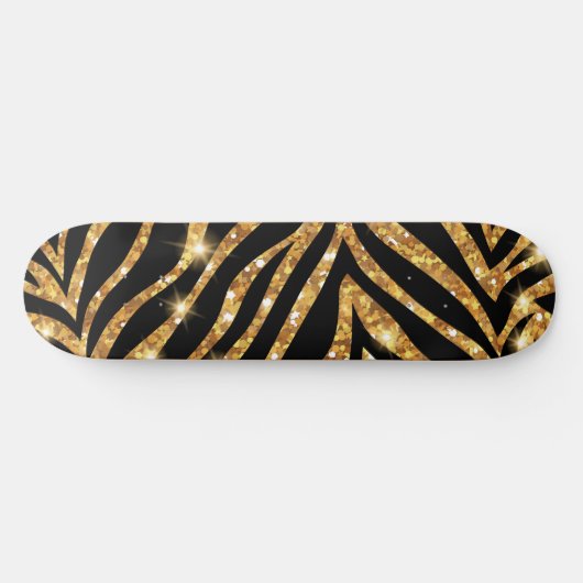 Golden Zebra Glittery Pattern Persoonlijk Skateboard (Horizontaal)