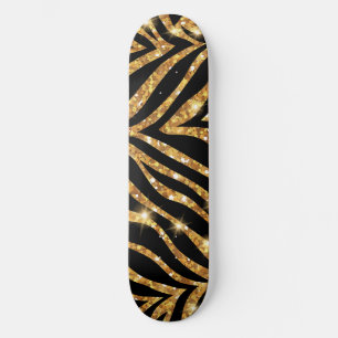 Golden Zebra Glittery Pattern Persoonlijk Skateboard