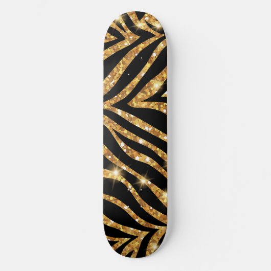 Golden Zebra Glittery Pattern Persoonlijk Skateboard (Voorkant)