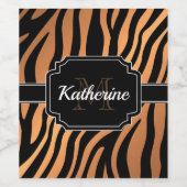 Golden Zebra Print Wijn Etiket (Enkel label)