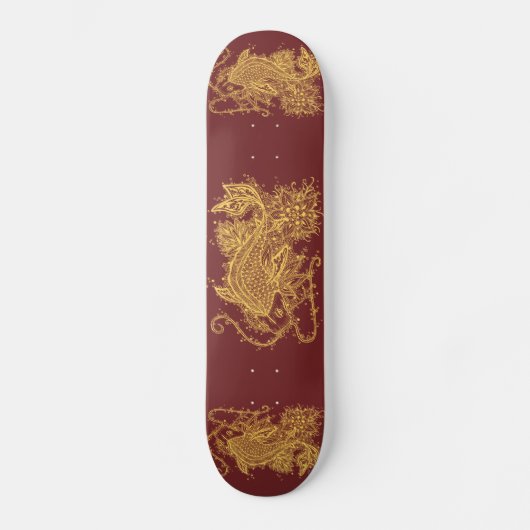 Golden Zen Koi op het rode skateboard (Voorkant)
