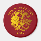 Golden Zodiac 2017 Haan Jaar ronde magneet (Voorkant)