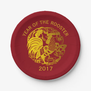 Golden Zodiac 2017 Rooster Year paper bord